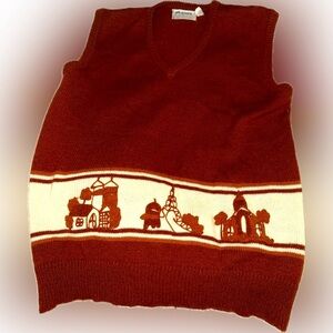 Van Heusen cottage retro vintage rust and white coloured vest